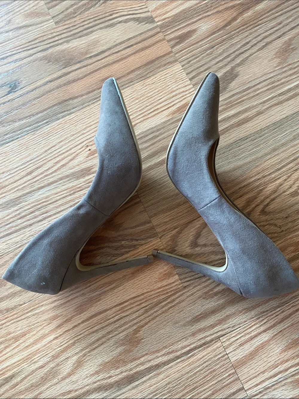 Madden Girl Taupe Suede Pointed-Toe Stilettos-6 Event Prom Office Coquette